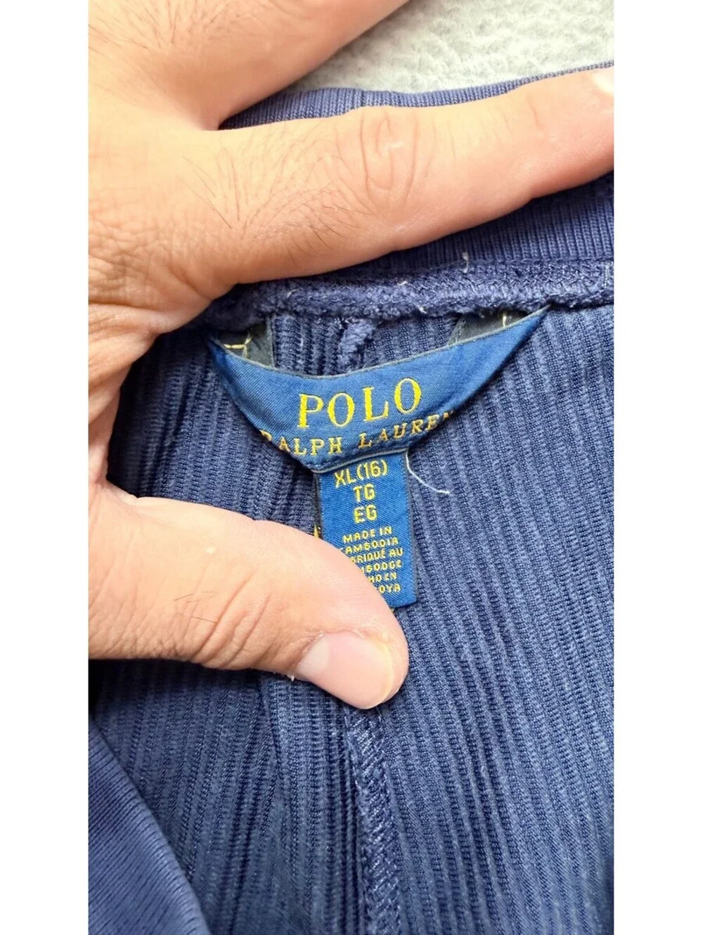 Polo Ralph Lauren Boys Corduroy Joggers XL 16 Navy Blue Embroidered Pony Ribbed